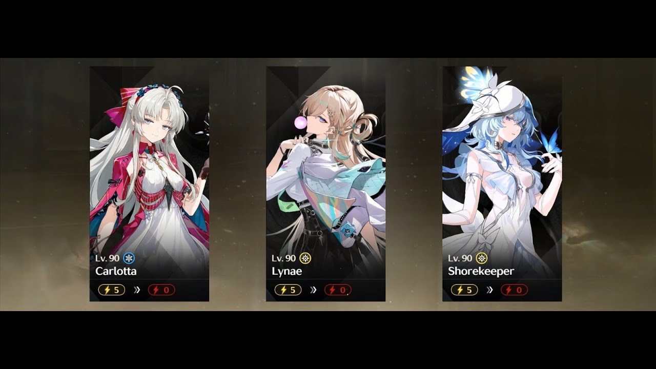 Wuthering Waves | ToA 3.0 · S0R1 Phrolova/Cantarella, S3R1 Cartethyia/Ciaccona, S0R1 Carlotta/Lynae