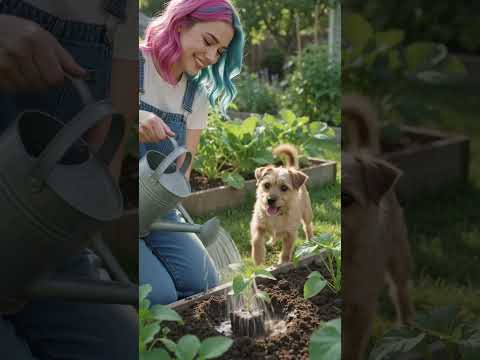 me and my dog#dog#plants #play