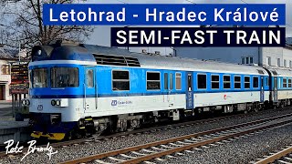 TRIP REPORT | Diesel Semi-Fast train | Letohrad to Hradec Králové | Class 854 Railcar | 1st class