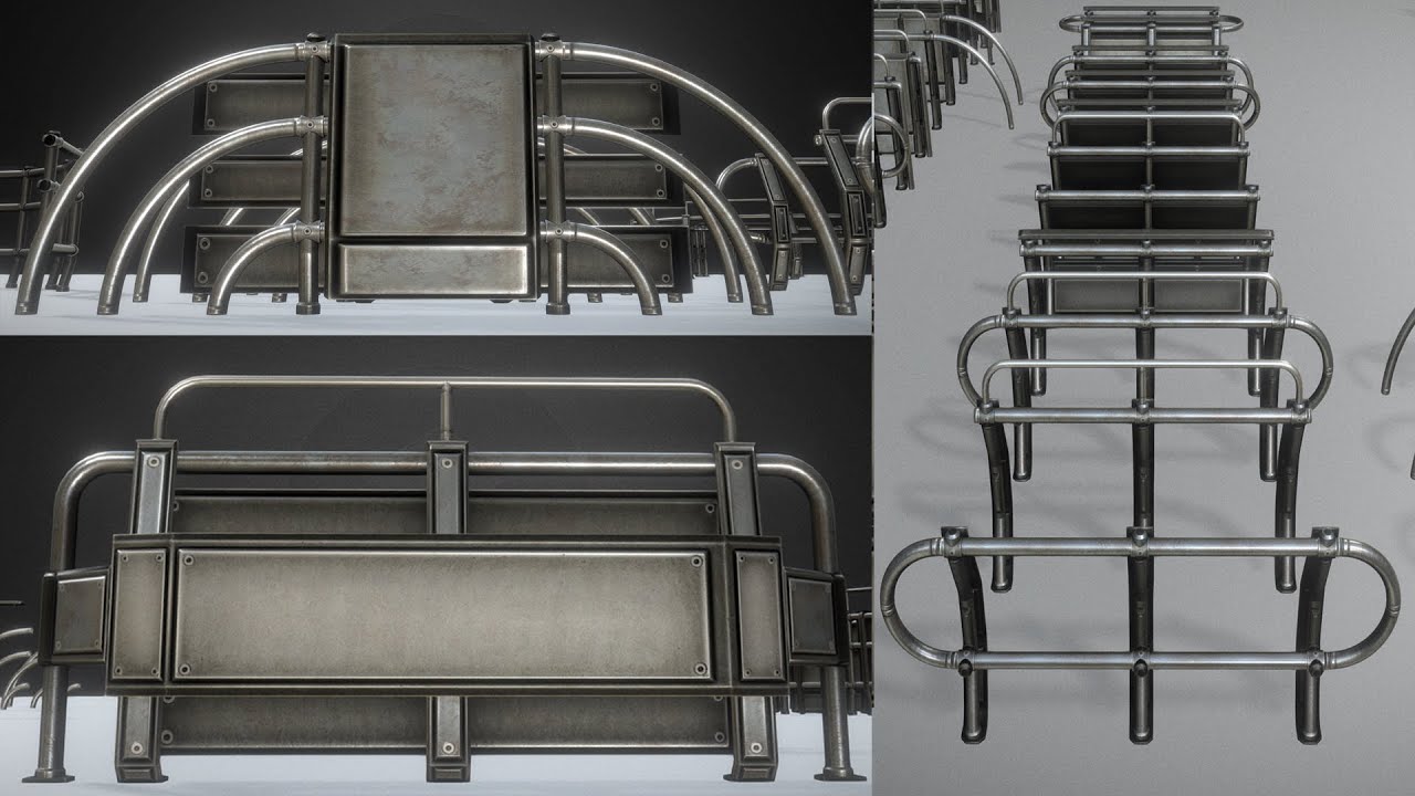 Modular SciFiSet New Railings Blender Time lapse YouTube