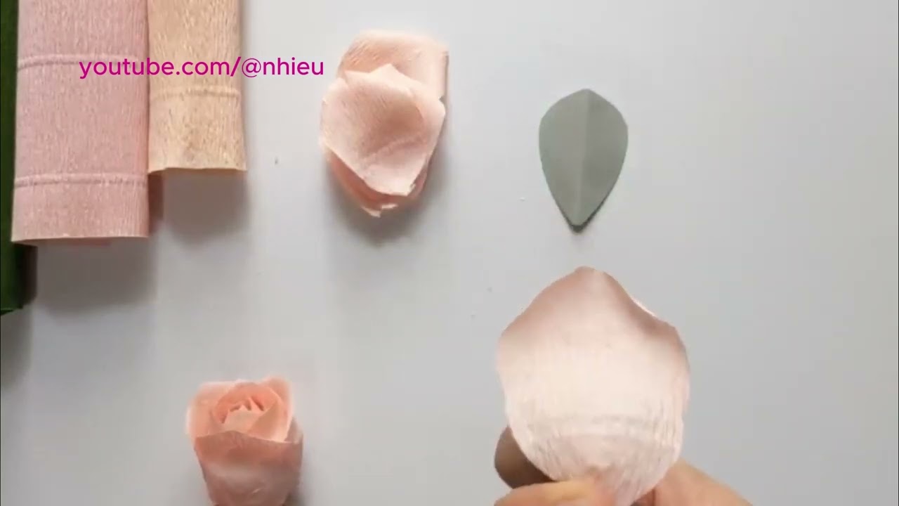 Hướng dẫn làm hoa hồng Capuchino từ giấy nhún (How to make Capuchino Rose with Crepe Paper)