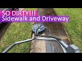 Very Dirty Driveway and Sidewalk - Satisfying Pressure Washing - Amazing Results!