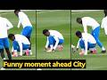 Vinicius pranked tying his shoelaces in final training ahead of Man City clash