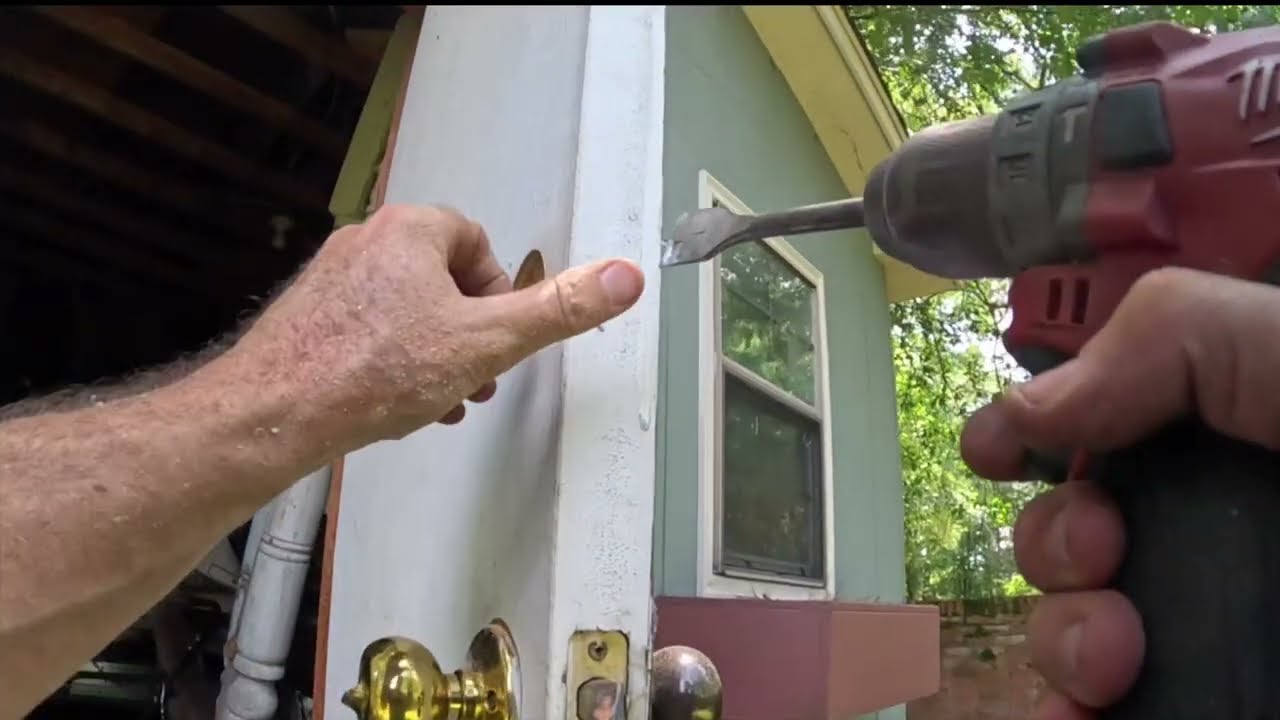 fresh deadbolt install on a shed