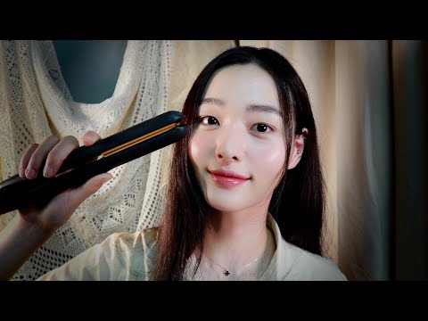 ASMR (Sub)친구야 고데기 해줄게!| 머리 빗기 +고데기 +아이롱 |My friend! hair straightening RP | brushing| Curling iron