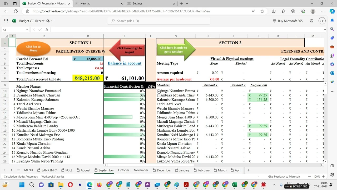 Financial report as on 07 11 2023