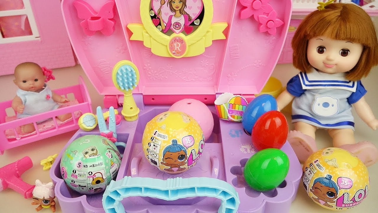 Baby doll beauty box and LoL surprise eggs toys play YouTube