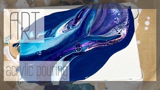 #13【ART VLOG】カップを使って青い絵を描く七夕 acrylic pouring/*七月(July)【フルイドアート】