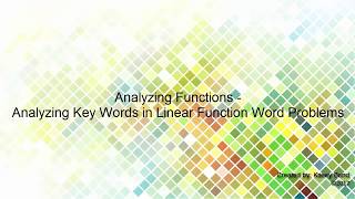 AF - Analyzing Key Words Linear Function Word Problems