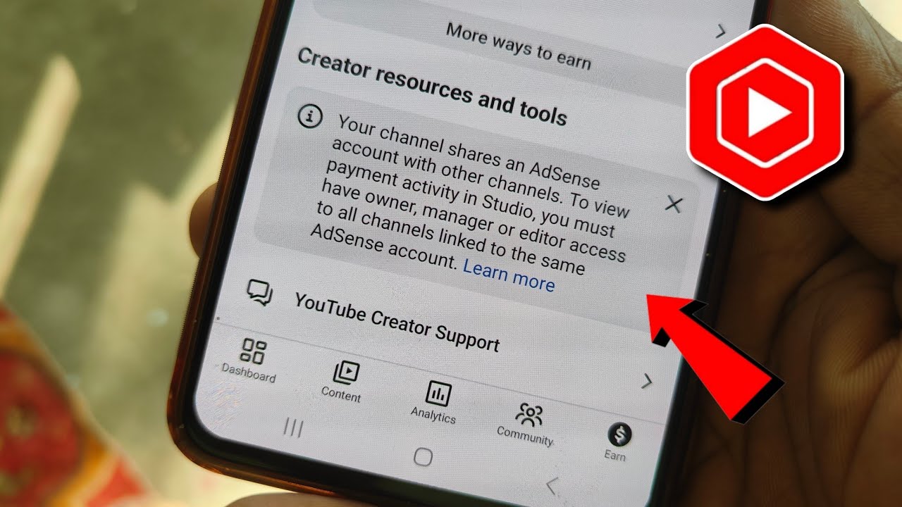 Creator resources and tools Yt studio Your channel shares an AdSense ...