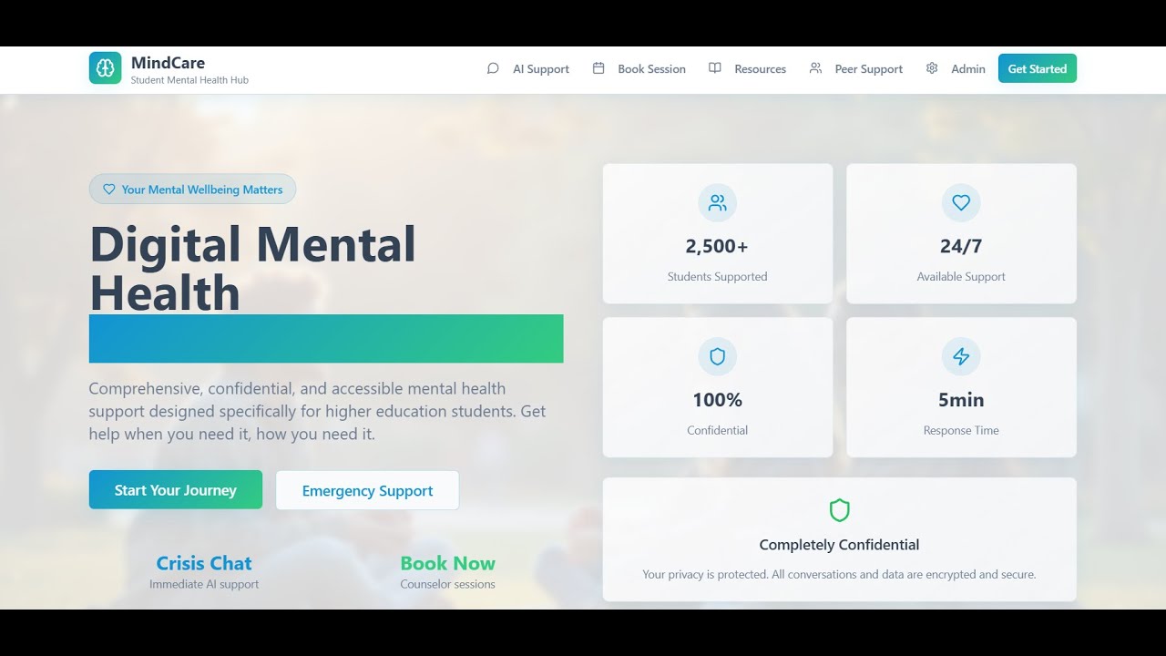 MindCare - AI Powered Digital Mental Health Platform for SIH 2025 |  By Team - Quantum Infinity
