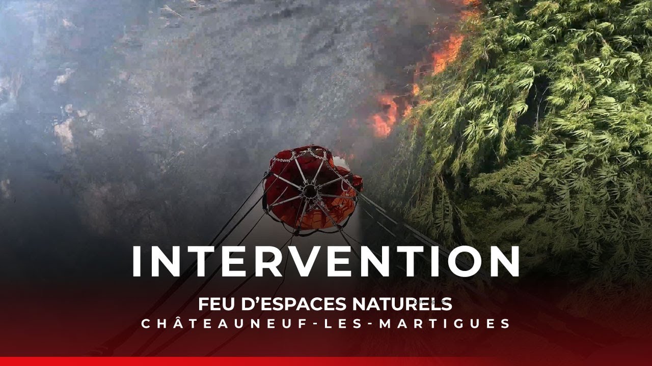 Intervention : feu d'espaces naturels à Châteauneuf-les-Martigues (vue aérienne HBE)