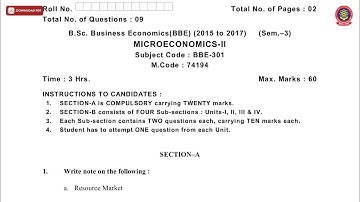 BSCBE BBE 3RD SEM MICROECONOMICS 2ND NOV 2019 | PTU
