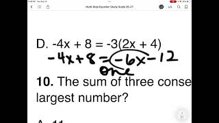 MultiStep Step Equation Study Guide 26-27 News