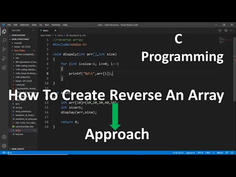 Reverse Array In C Programming In Visual Studio Code || How To Create An Array In Reverse Order ||