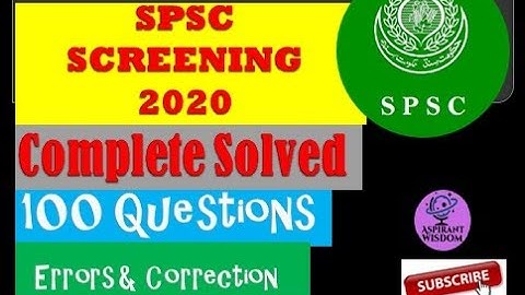 SPSC SCREENING 2020 complete Solved part-1  || Sindh Public Service Commission || CCE-2020
