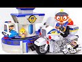 A scary Dinosaur appeared! Pororo Police Motorcycle, Police Car dispatch! | PinkyPopTOY