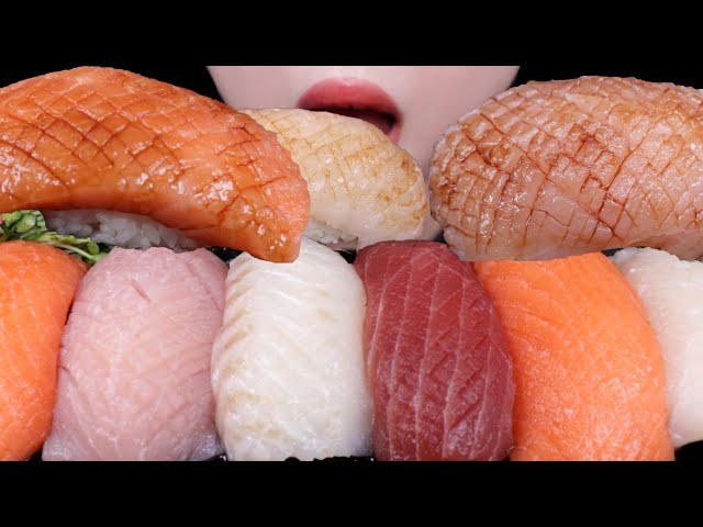ASMR 대왕초밥 (연어초밥,광어초밥,참치초밥) 리얼사운드 먹방
