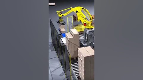 3D demonstration video of automatic robot hand palletizing machine palletizier  line