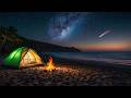 Coastal Camping Ambience: Soothing Waves and Campfire Sounds for Relaxation and Sleep