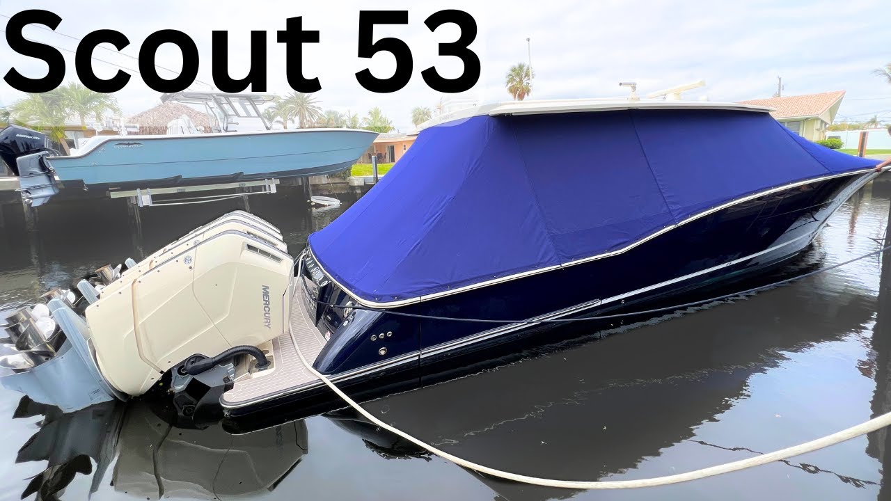 GIANT CENTER CONSOLE Boat COVER and Sunshade! Protecting 3 Million $$ Boat. Scout 530