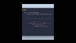 Java program to print odd natural number from 1 upto 100.
