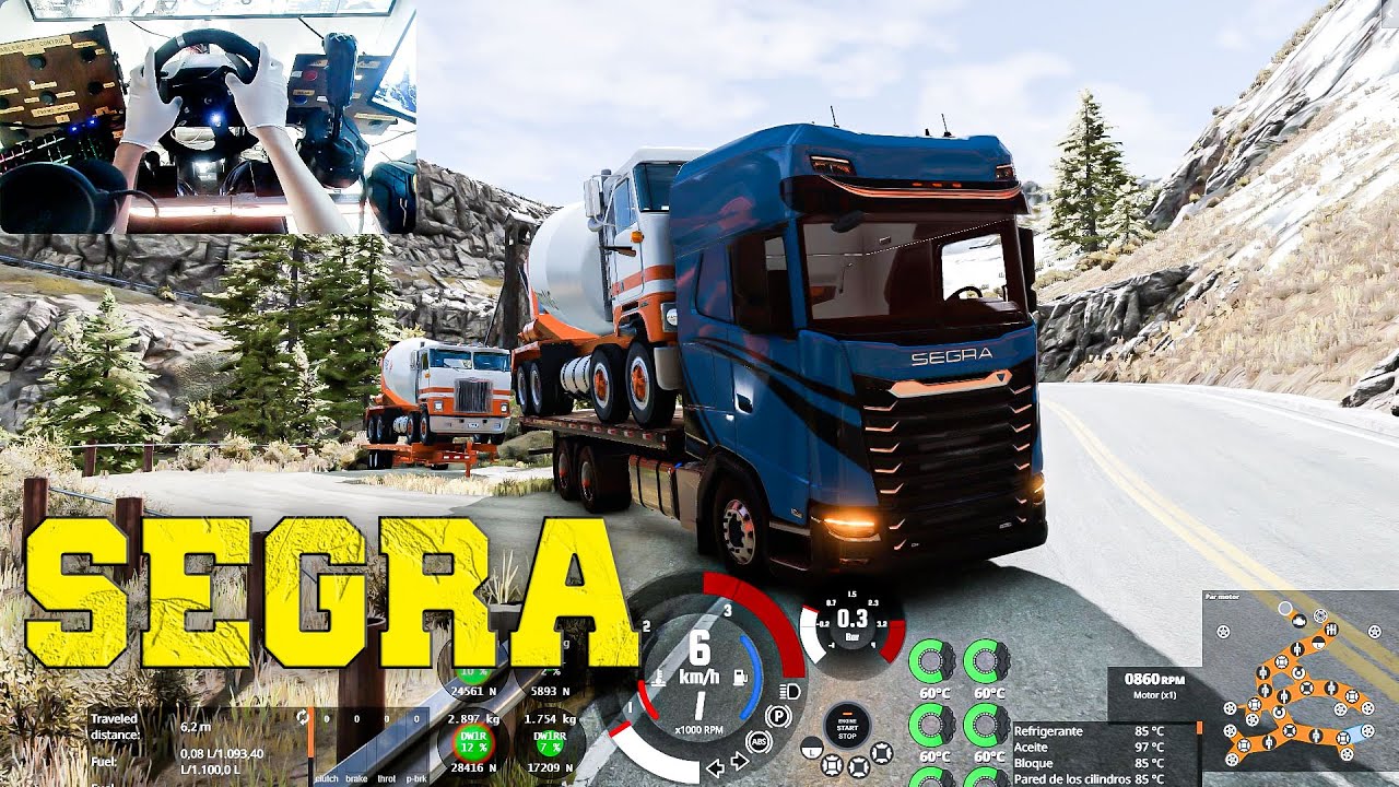 BeamNG.Drive| Segra truck transporting two mixers to the mountain ...