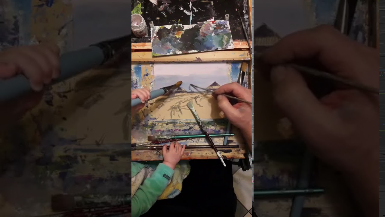 Пишем картину "Деревенский мотив". Мастер в класс в прямом эфире Instagram "Вечерние зарисовки".