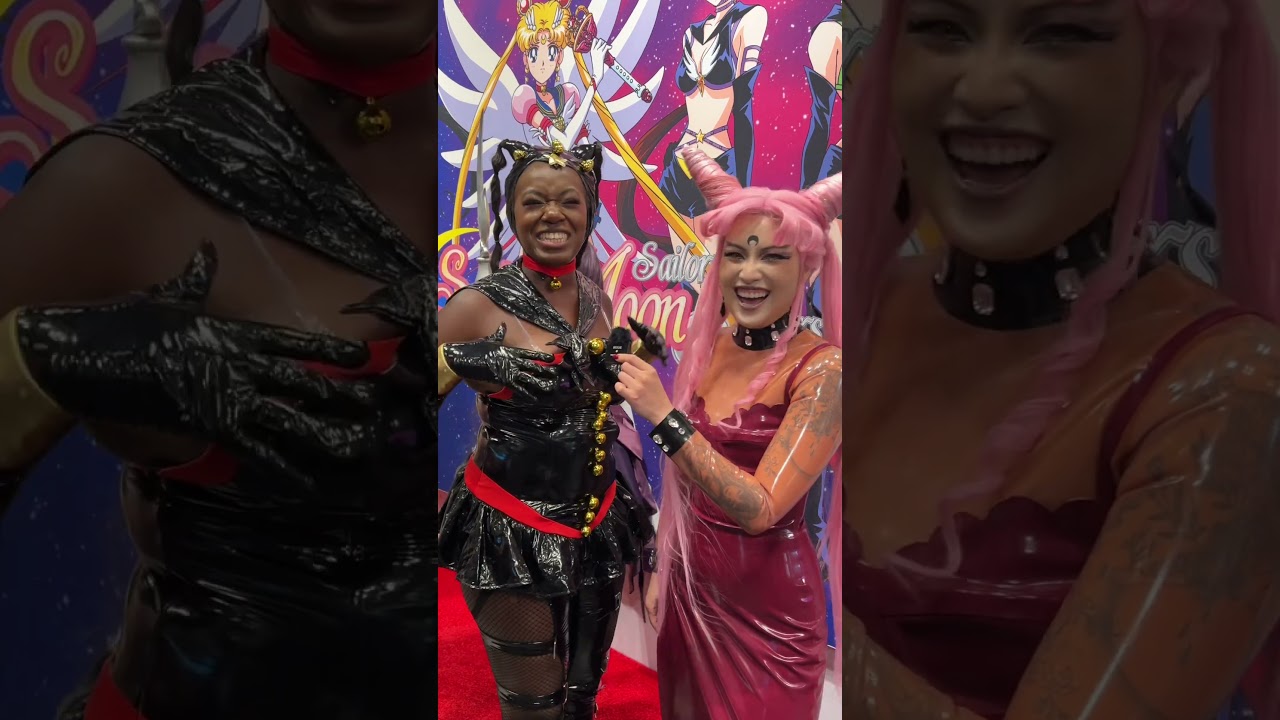 Sailor Tin Nyanko Cosplay Interviewed By Latex Dark Lady at Anime NYC
