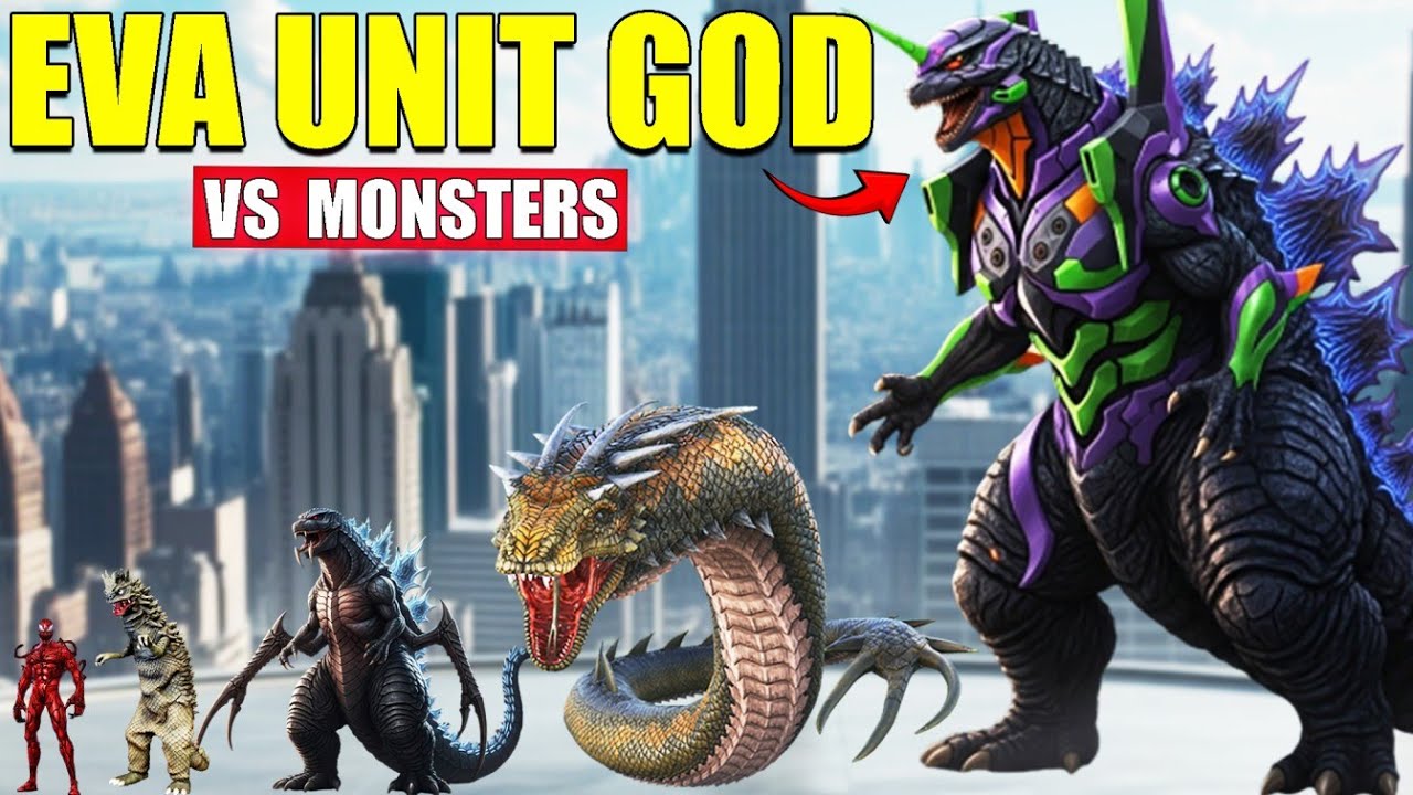 Eva Unit Godzilla vs Giant Monsters | 3D Monster Size Comparison 2025
