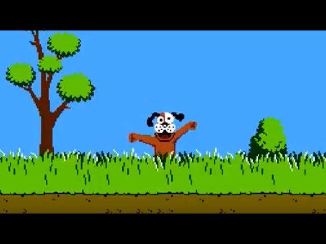 What happens if you shoot the dog in Duck Hunt class=
