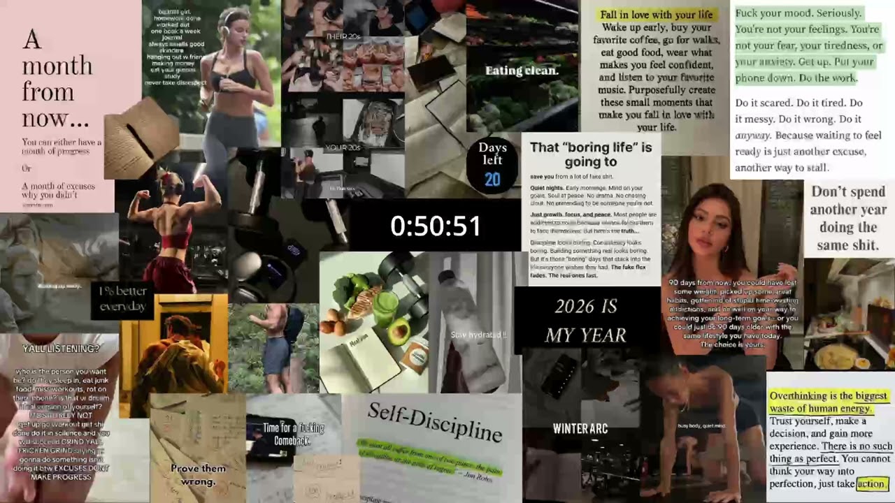 20 Days to 2026 ✨ New Year Glow-Up Countdown | 1 Hour Timer (Brown Noise)