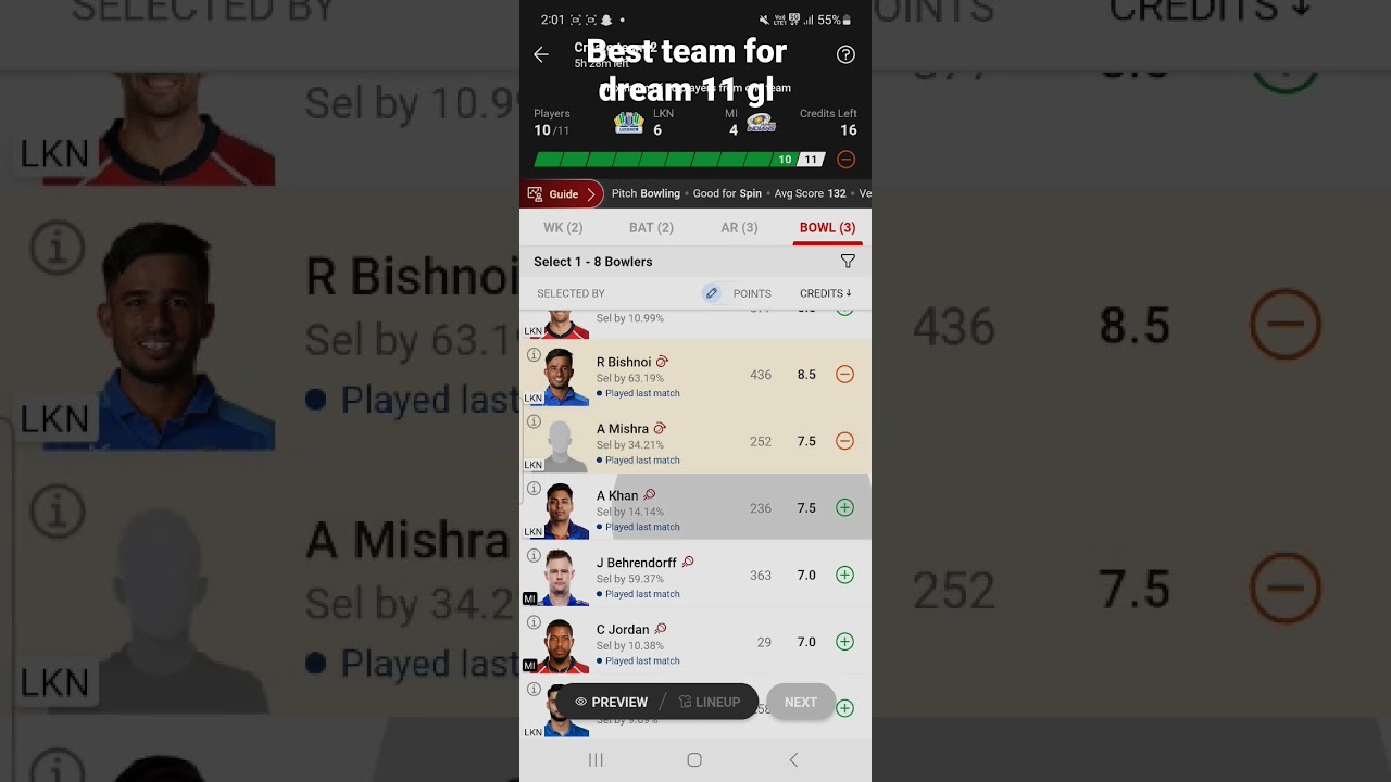 best team for lsg vs mi 