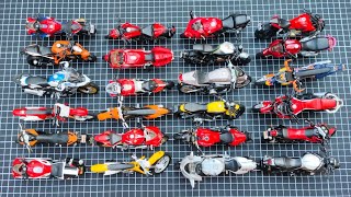 Diecast Collection Model Bikes 1:18 Scale On The Floor