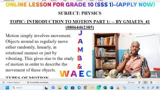 TYPES OF MOTION PART 1 WITH CLASSICAL EXAMPLES & CONSTRUCTIVE EXPLANATION #Physics #GMAETS_41