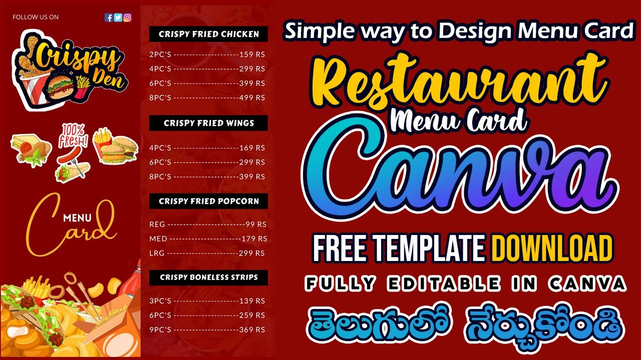Simple way to Design Menu in Telugu - Menu design in Telugu