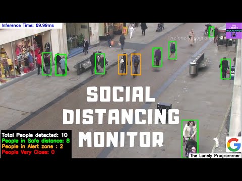 Social Distancing Monitor Demo using Deep Learning Computer Vision