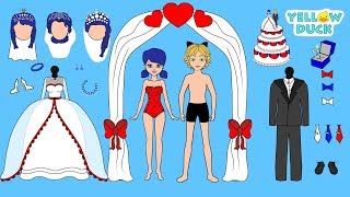 PAPER DOLLS WEDDING DRESS PAPERCRAFT HANDMADE DOLLS BRIDE & ACCESSORIES FOR GIRLS & YELLOW DUCK