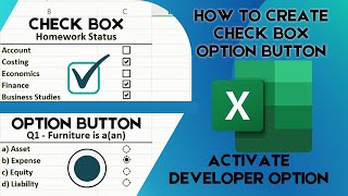 Insert Checkbox & Option Button In Excel | Enable developer tab in Excel