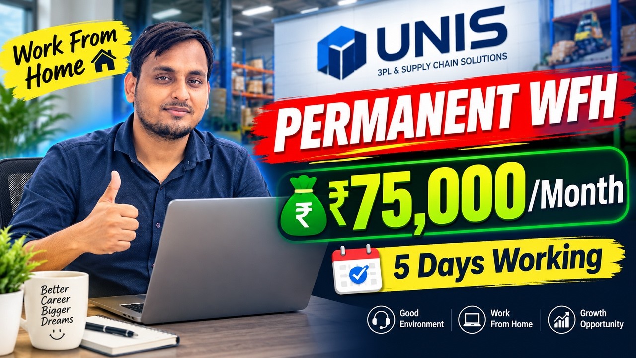 American Company: 💻 100% Work From Home Job | ₹75K/Mo (5 Days Working) | UNIS 3PL