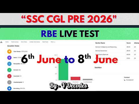RBE Live Mock Today | 6th June to 8th June🎯 | Eduquity Based Pattern | #ssccgl2026