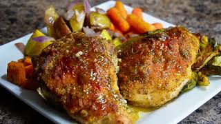 Honey-Mustard Chicken with Roasted Vegetables