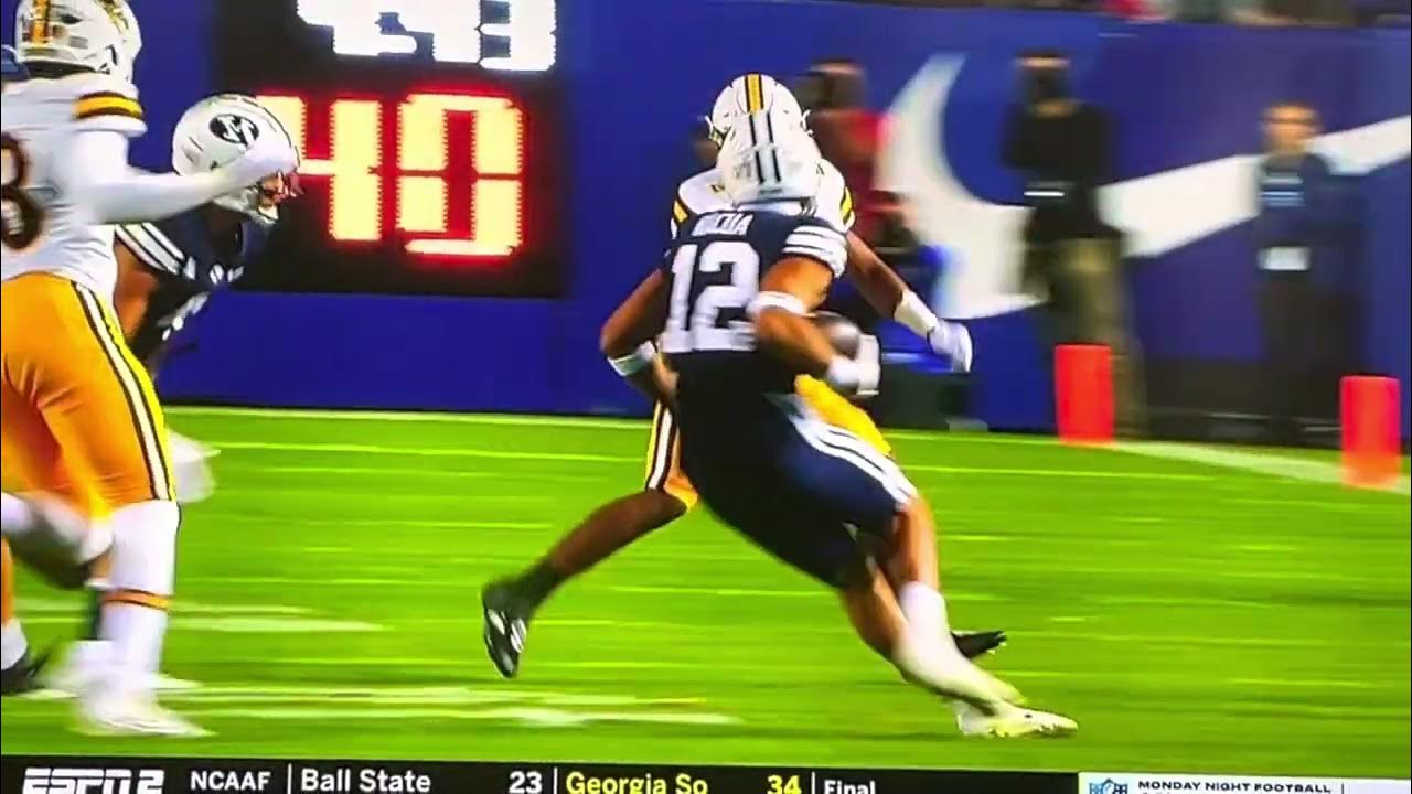Puka Nacua injured ankle exits game. BYU wide receiver. BYU vs Wyoming