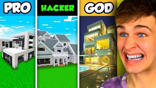 STAVĚNÍ LUXUSNÍHO DOMU v Minecraftu - Noob VS Pro VS Hacker VS Bůh!