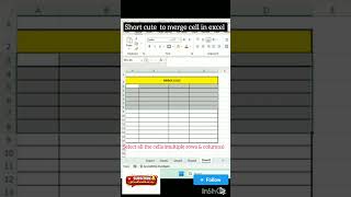 Merge Cells in Microsoft Excel |Press: Alt + H + M + C (Merge & Center)