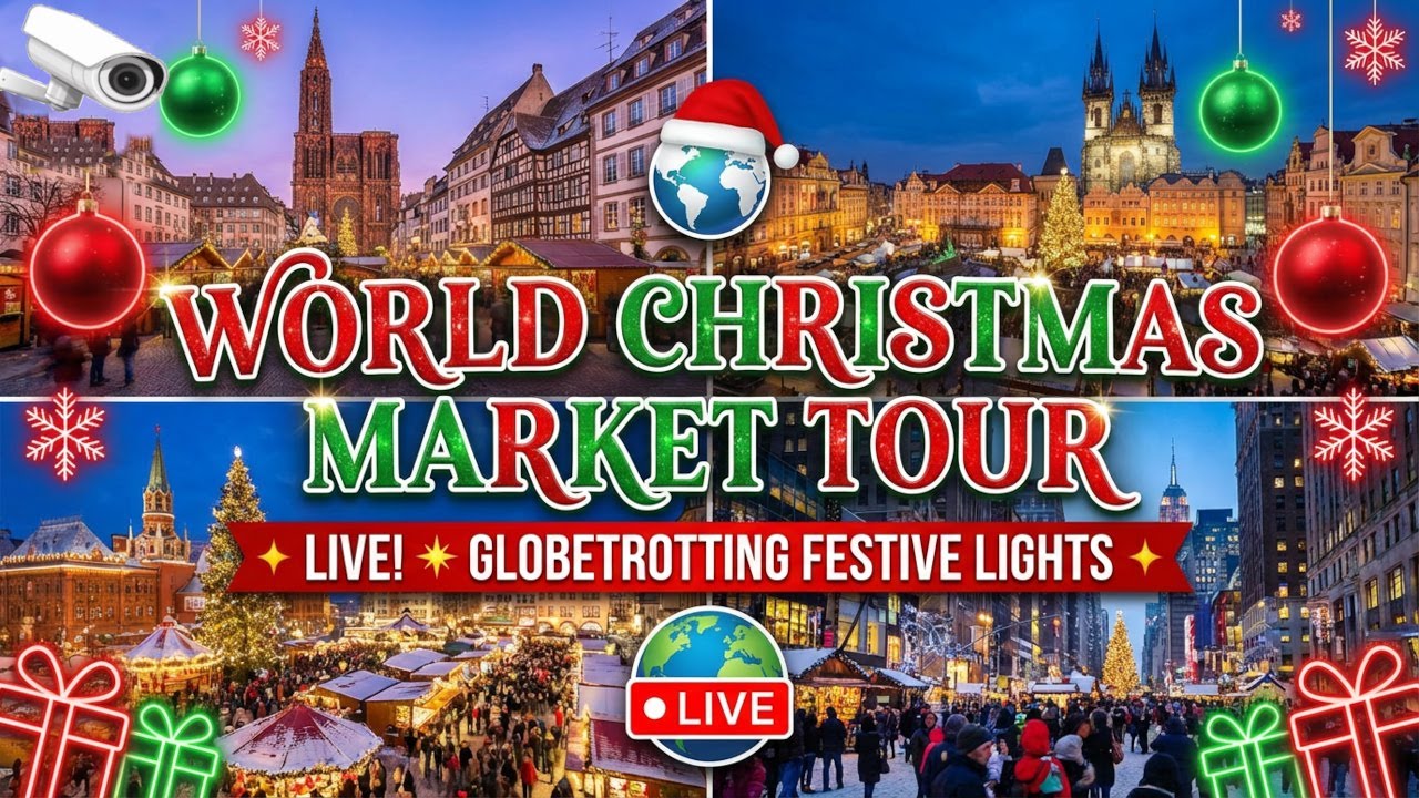 🎄🅻🅸🆅🅴🎄World Christmas Market Webcam Journey🎅Worldwide Festive Tour🌍Lights Music & Magic✨Real-time ❄️