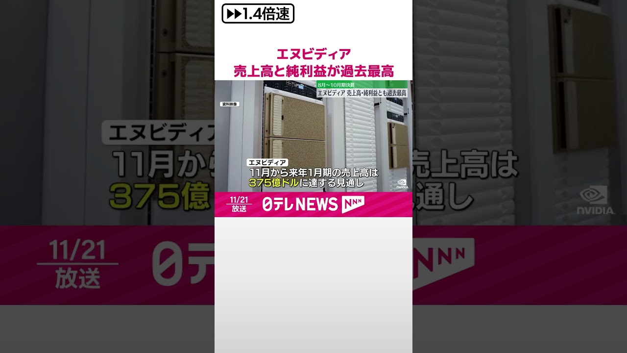 エヌビディア】8〜10月期決算 売上高と純利益が過去最高更新 #shorts - YouTube