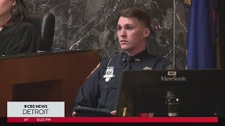 Detroit police officer David Metzke testifies during trial of James Crumbley