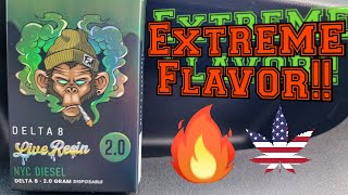 Reviewing Flying Monkey NYC DIESEL 2g Delta 8 Live Resin Disposable 💯🔥💚 (#∆8, #weed, #cannafam)