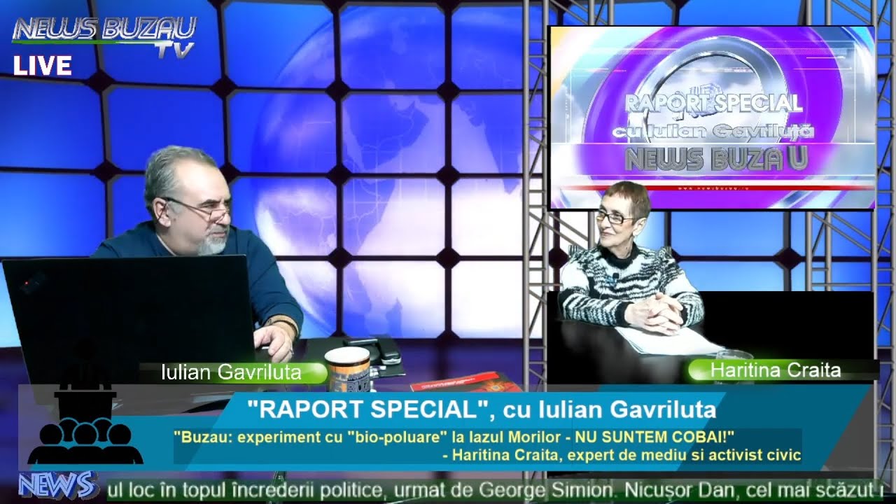 Live - Tv News Buzau - Raport Special, Cu Iulian Gavriluta. Buzau experiment cu bio-poluare,la Iazul